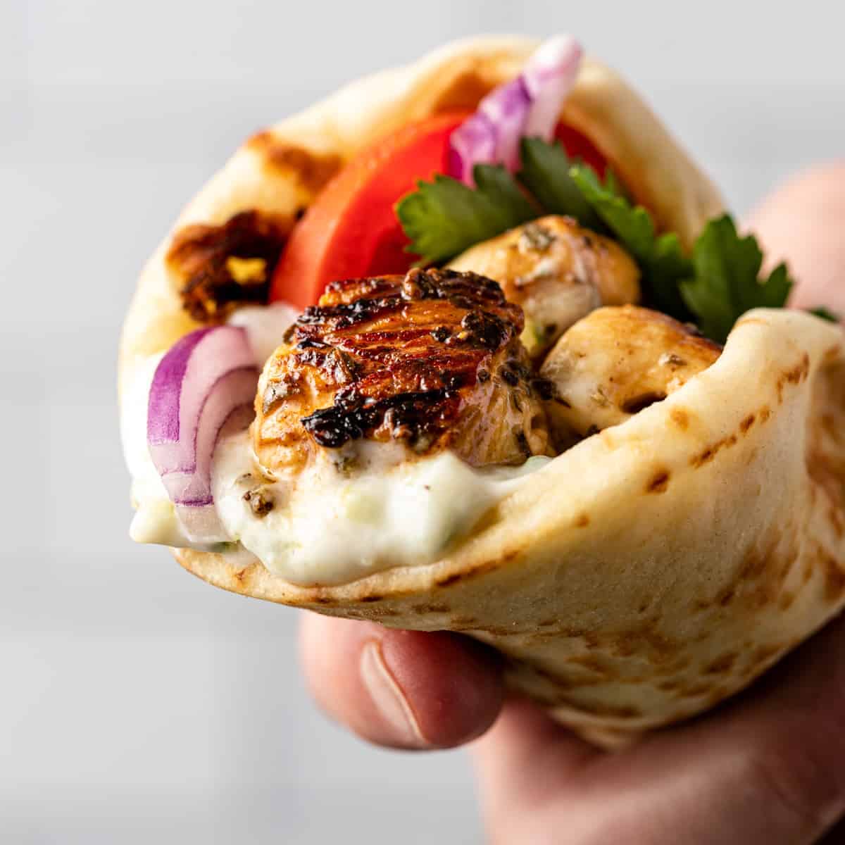 Greek souvlaki pita sandwich