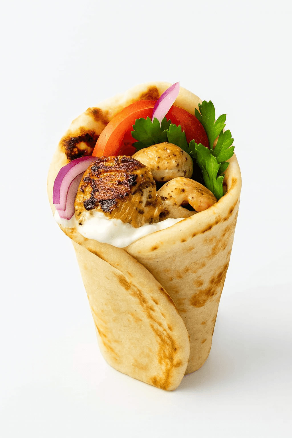 Fresh chicken shawarma wrap